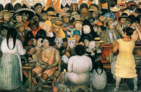 Diego Rivera, «Día de los muertos», detalle, pintura al fresco, 1924.