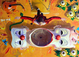 Ricardo Cruz Fuentes, «Viaje surrealista», óleo sobre tabla, 2011.