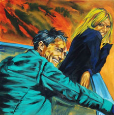 Harold López Muñoz, «Desde mi balcón», óleo sobre tela, 2012.