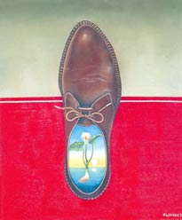 Enrique Guzmán, «Zapato», óleo sobre tela, 1973.