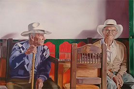 Carlos Alberto Valencia López, «Descanso merecido», óleo sobre tela, 2016.