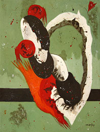 María Elena Calvo Campos, «Corazón partido», óleo sobre tela, 2009.