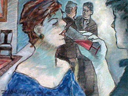 A. Zanotti, «Mujer bebiendo», óleo sobre tela, 1987.