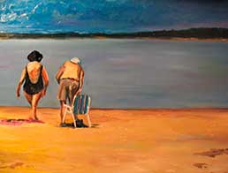Oscar Martín Gordon, «Ancianos en el lago», óleo sobre tela, 2020.