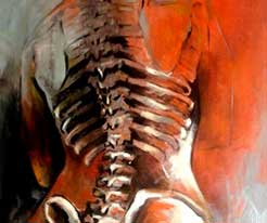 Alesia Lund Paz, «Huesos 1», detalle, óleo sobre tela, 2010.