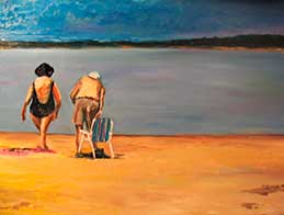 Oscar Martín Gordon, «Ancianos en el lago», óleo sobre tela, 2020.