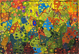 José Perdomo, «Baño de hojas», óleo sobre tela, 2008.