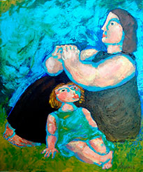 Enrique Aravena Aravena, «Maternidad», acrílico sobre tela, 2010.