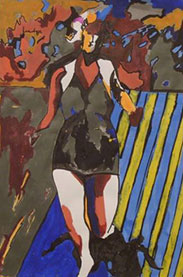 Pablo Giorno, «Mujer corriendo», acrílico tinta y esmalte sobre papel, 2008.