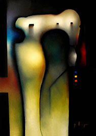 Gerardo Aragón, «Columna ósea», óleo sobre tela, 2009.