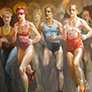 Mario Cicerón Pazmiño, «Maratón», detalle, óleo sobre tela, 2008.
