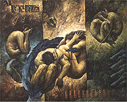 Armando Lara Hidalgo, Tres minutos en las calles, acrlico sobre tela, 1996.