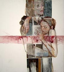 Paola Balario, «Contención», óleo sobre tela.