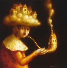 Ronald  Companoca, «El fumador de nubes» óleo sobre tela.