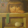 Reynaldo Fonseca, «Niña, caja y huevo», óleo sobre tela, 2008.