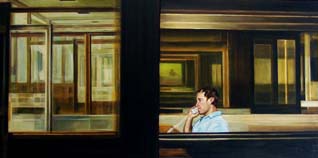 David Santillán, «Locutorio», óleo sobre tela, 2010.