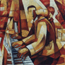 Aida Emart, «Piano rojo», acrílico sobre tela, 2002.