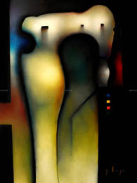 Gerardo Aragón, «Columna ósea», óleo sobre tela, 2009.
