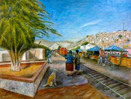 Juan Carlos Monreal Beltrán, «El último tren», óleo sobre tela, 2010.