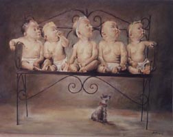 Dorian Florez, «Bebes», óleo sobre tela, 2003.