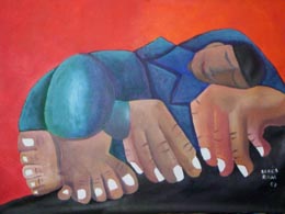 Reinaldo Bares Valdes, «Durmiendo», acrílico sobre tela.