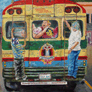 Nancy Almazán, «Lucha bus», óleo sobre tela, 2010.