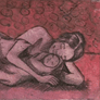 Helen Aparicio Loría, «Durmiendo con mamá», grabado, 2008.