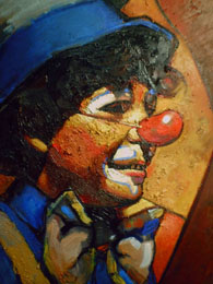 Wilson Zambrana Delgado, «Payaso», óleo sobre cartón, 2009.