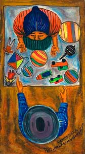 Juan Fermin Gonzalez Morales, «Vendiendo», óleo sobre tela, 2000.