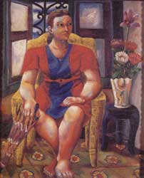 Mariano Rodríguez, «Retrato de Libi con sombrilla», óleo sobre papel, 1941.
