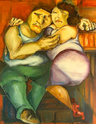 Cristina Alzualde, «Gordos», óleo sobre tela, 2008.