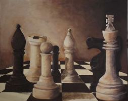 Rubén Omar Roggetti, «Estrategia de vida», óleo sobre tela, 2011.