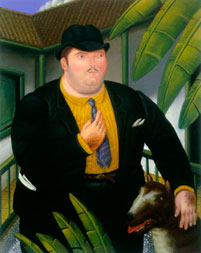 Fernando Botero, «Hombre con perro», óleo sobre lienzo, 1989.