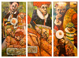 Beto Martínez, «El Banquete», acrílico sobre tela, 2009.