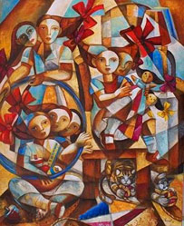 Aida Emart, «Colores de la infancia», acrílico sobre tela, 2008.
