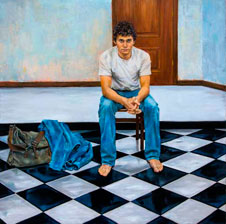 Martha Escondeur, «¿Cómo te fué Vito?», óleo sobre tela, 2008.