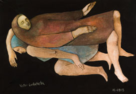 Victor Castañeda Delgado, «Sueños compartidos», acuarela sobre papel, 2014.