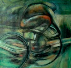 Tomas Felipe Gallego Sierra, «Ciclista», acrílico sobre tela, 2008.