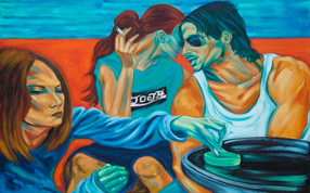 Harold López Muños, «Mientras la tarde avanza», óleo sobre tela, 2004.