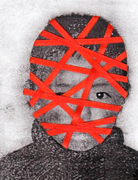 Leonel Coronado Esparza, «Soy un dolor de cabeza», collage sobre papel, 2012.