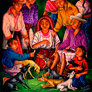 Mario González Chavajay, «Venta de perros», óleo sobre tela, 2001.