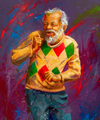 Ricardo Cruz Fuentes, «Un baile feliz», detalle, óleo sobre tela, 2014.