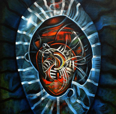Agustín Cervantes Márquez, «Corazón de la tierra», detalle, óleo sobre tela, 2014.