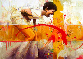 Ricardo Cruz Fuentes, «Vomitando amor», óleo sobre madera, 2011.