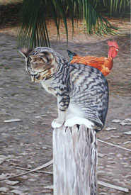 Villacrés Pincay, «El gato de Sofía», óleo sobre tela, 2013.