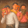 Carlos Orduña Barrera, «Muchachos con máscaras», óleo sobre tela, 2008.