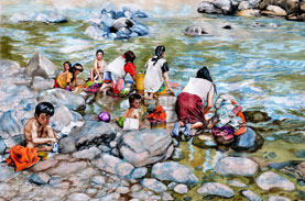 Laura Leticia Gutierrez Cabrera, «En el rio», acuarela sobre papel, 2012.