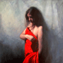 Esteban Morales Araneda, «Macarena en rojo», óleo sobre tela, 2008.