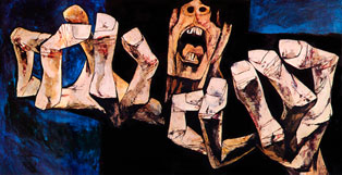 Oswaldo Guayasamín, «Las manos de la protesta», óleo sobre tela.