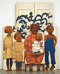 Marisol Escobar, «La familia», escultura en madera, 1962